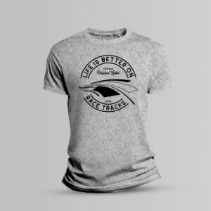 Motorsport Fan T-Shirt Brandlabel - LIFE IS BETTER ON RACETRACKS - Ash (Heather), XS