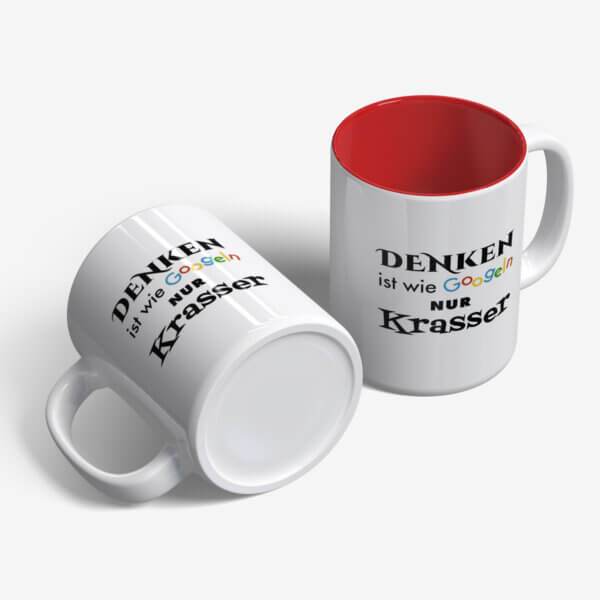 Funny mug printed with motif Denken ist wie googeln