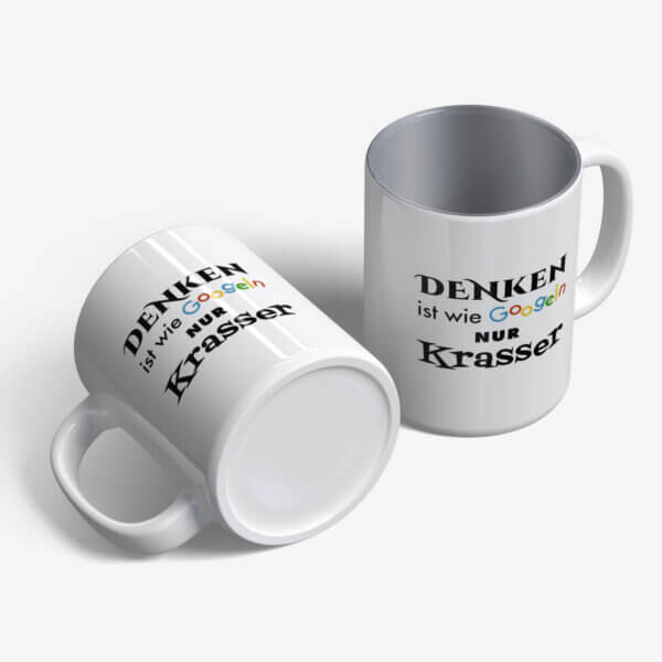 Funny mug printed with motif Denken ist wie googeln - Image 2